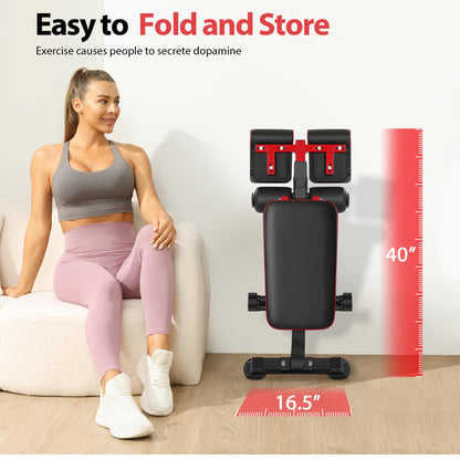 Roman Chair Back Extension Bench for Glute, Hamstring and Lower Back, Hyperextension Bench, Adjustable & Foldable Weight Bench for Home Gym Strength Training