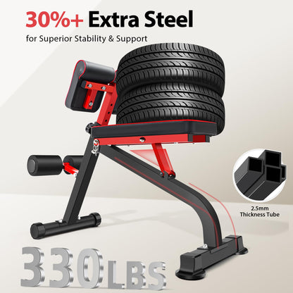 Roman Chair Back Extension Bench for Glute, Hamstring and Lower Back, Hyperextension Bench, Adjustable & Foldable Weight Bench for Home Gym Strength Training