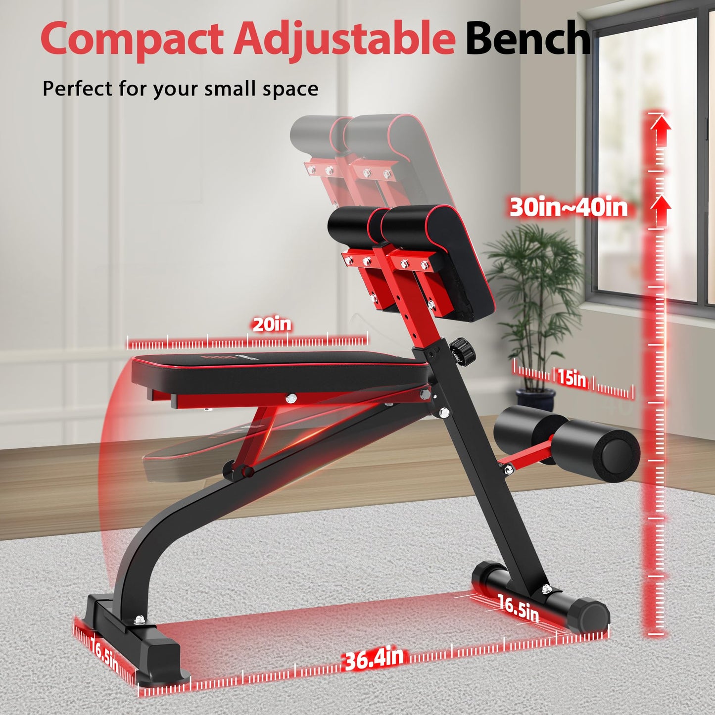 Roman Chair Back Extension Bench for Glute, Hamstring and Lower Back, Hyperextension Bench, Adjustable & Foldable Weight Bench for Home Gym Strength Training