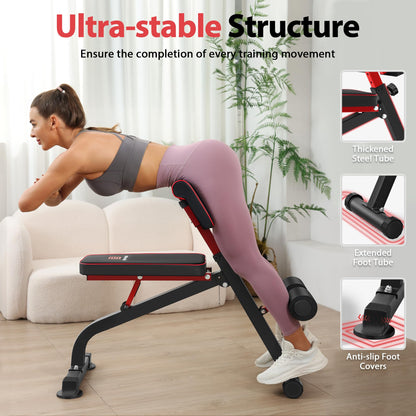 Roman Chair Back Extension Bench for Glute, Hamstring and Lower Back, Hyperextension Bench, Adjustable & Foldable Weight Bench for Home Gym Strength Training